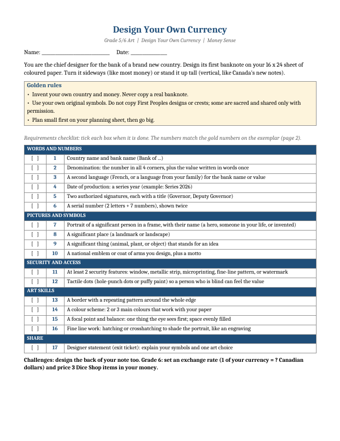 Project brief and requirements checklist handout
