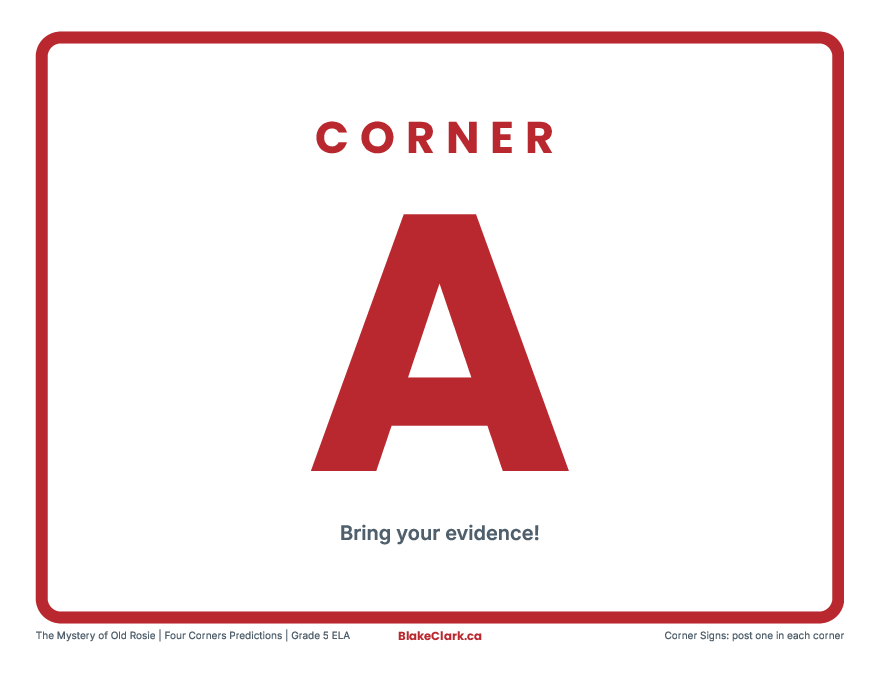 Corner A sign